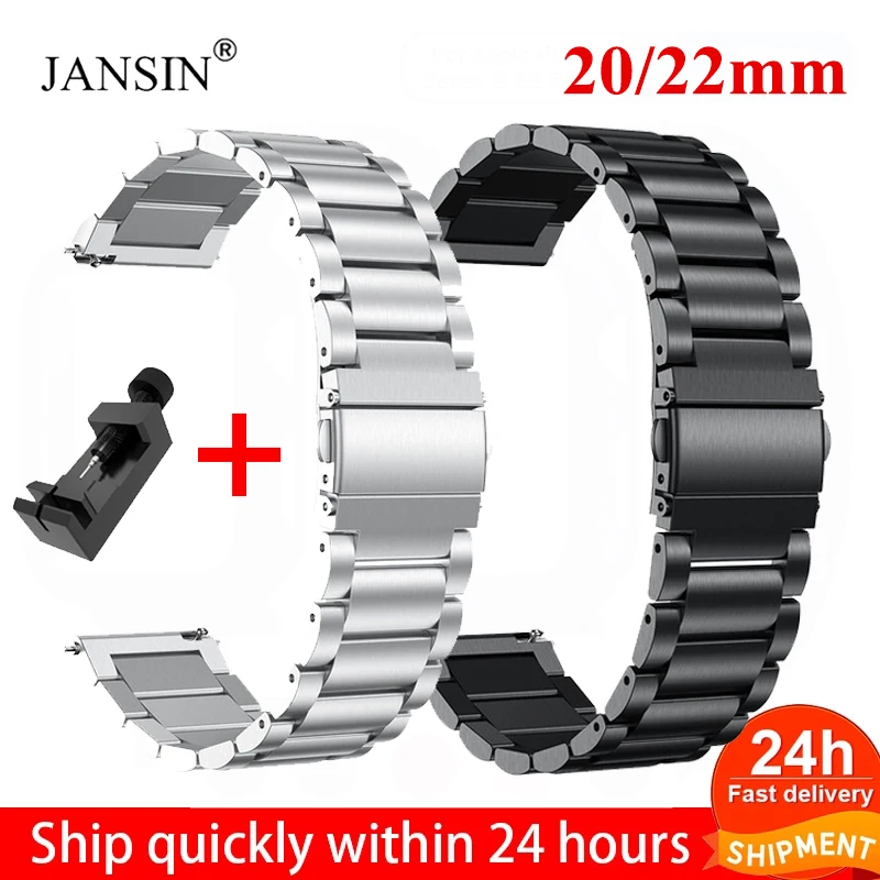 22mm 20mm Watch Band For Samsung Galaxy Watch 5/3 40 44 45 42 46mm S3 Active Bracelet Huawei Watch GT3 gt2e Stainless Steel Band