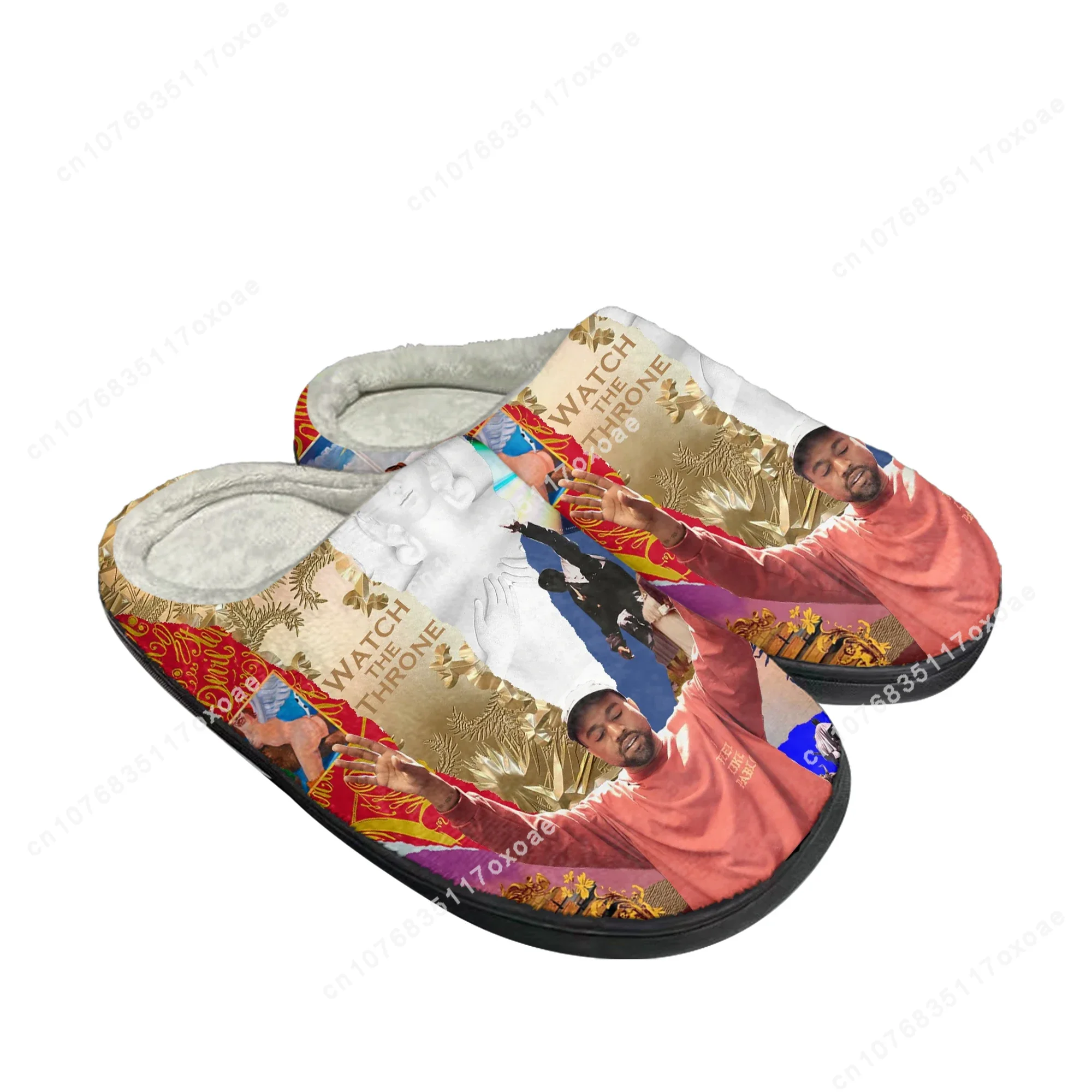 Kanye West Rapper Shoes домашние хлопковые тапочки мужские и женские плюшевые с животными