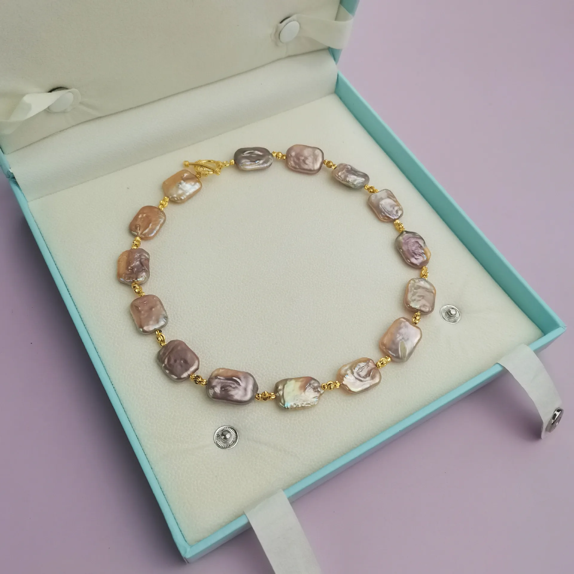 Огромный жемчужный браслет 13-15 мм южного моря фиолетовый розовый 7 5-8 дюймов