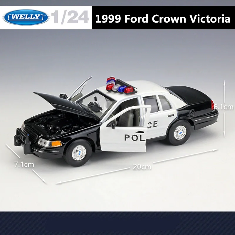 

Модель спортивного автомобиля WELLY из сплава 1:24 модель 1999 Ford Crown Victoria Литые металлические полицейские автомобили модель имитации детских игрушек подарок