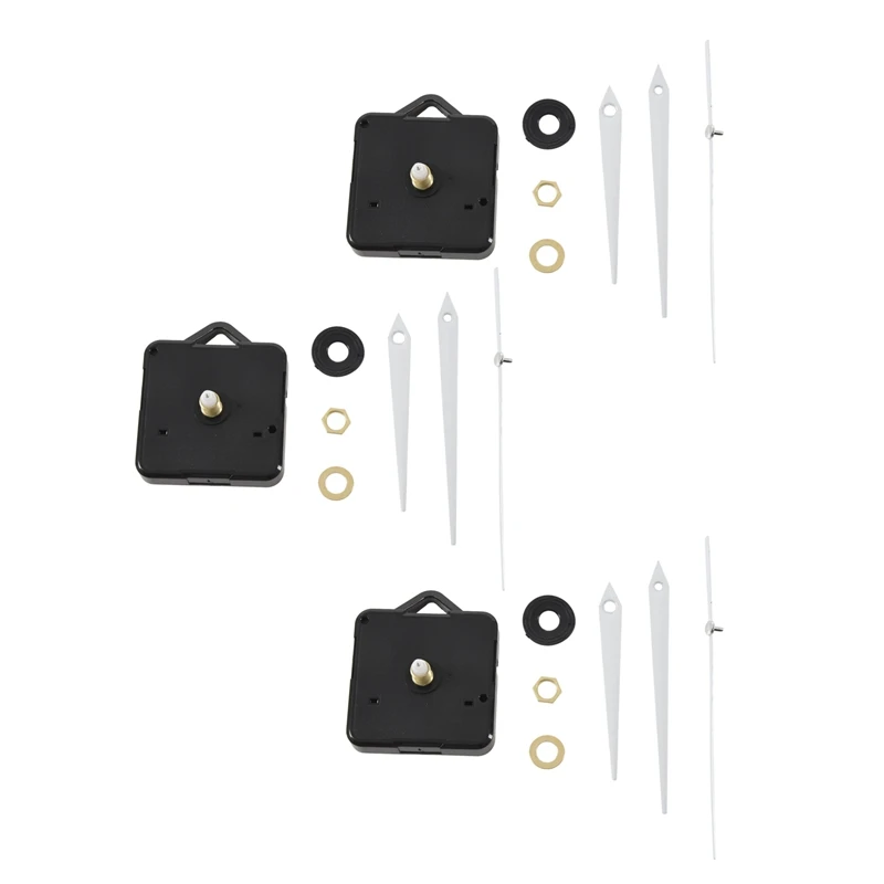 

3x Кварцевые часы механизм DIY запасные части + белые стрелки