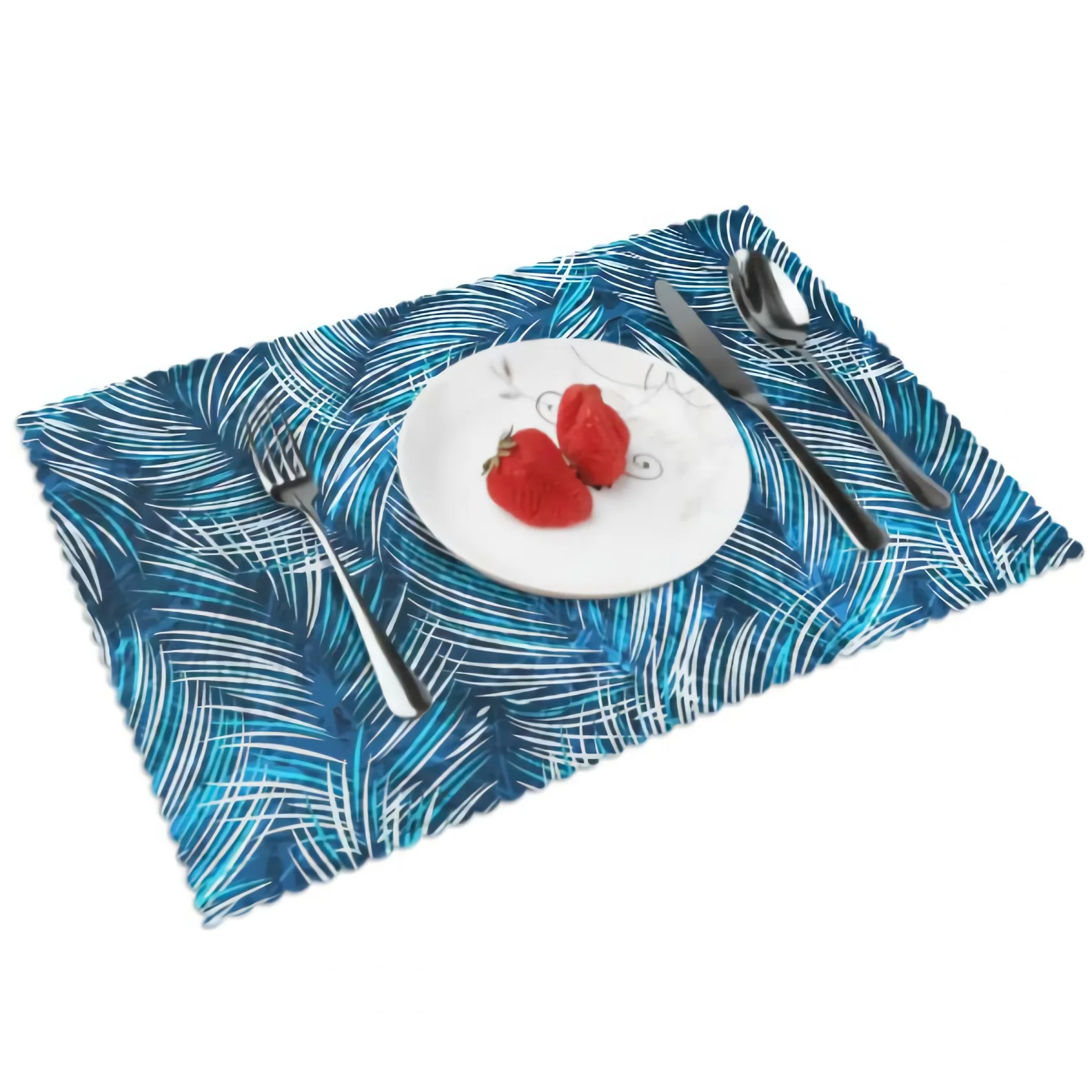 

Tropical Leaves Placemats for Dining Table Set of 4 Rectangular Heat Resistant Washable Place Mat