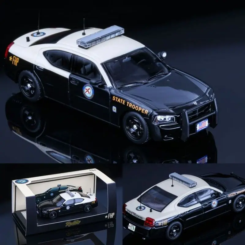Фото Модель автомобиля Dodge Charger Florida Highway Patrol FHP в масштабе 1/64, литая под давлением, из сплава, коллекционная игрушка-симулятор, подарок для мальчиков # пийтии №1