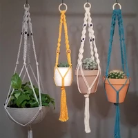 colourful boho macrame plant holder hand woven 100 cotton flower pot hanger hanging basket for indoor plants bonsai home decor