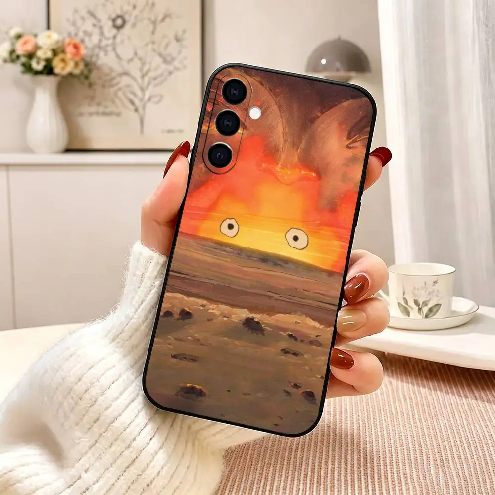 Фото Чехол для телефона Howls Moving Castle Calcifer для Samsung Galaxy A73, A72, A71, A70, A53, A52, A51, мягкий силиконовый черный чехол №5