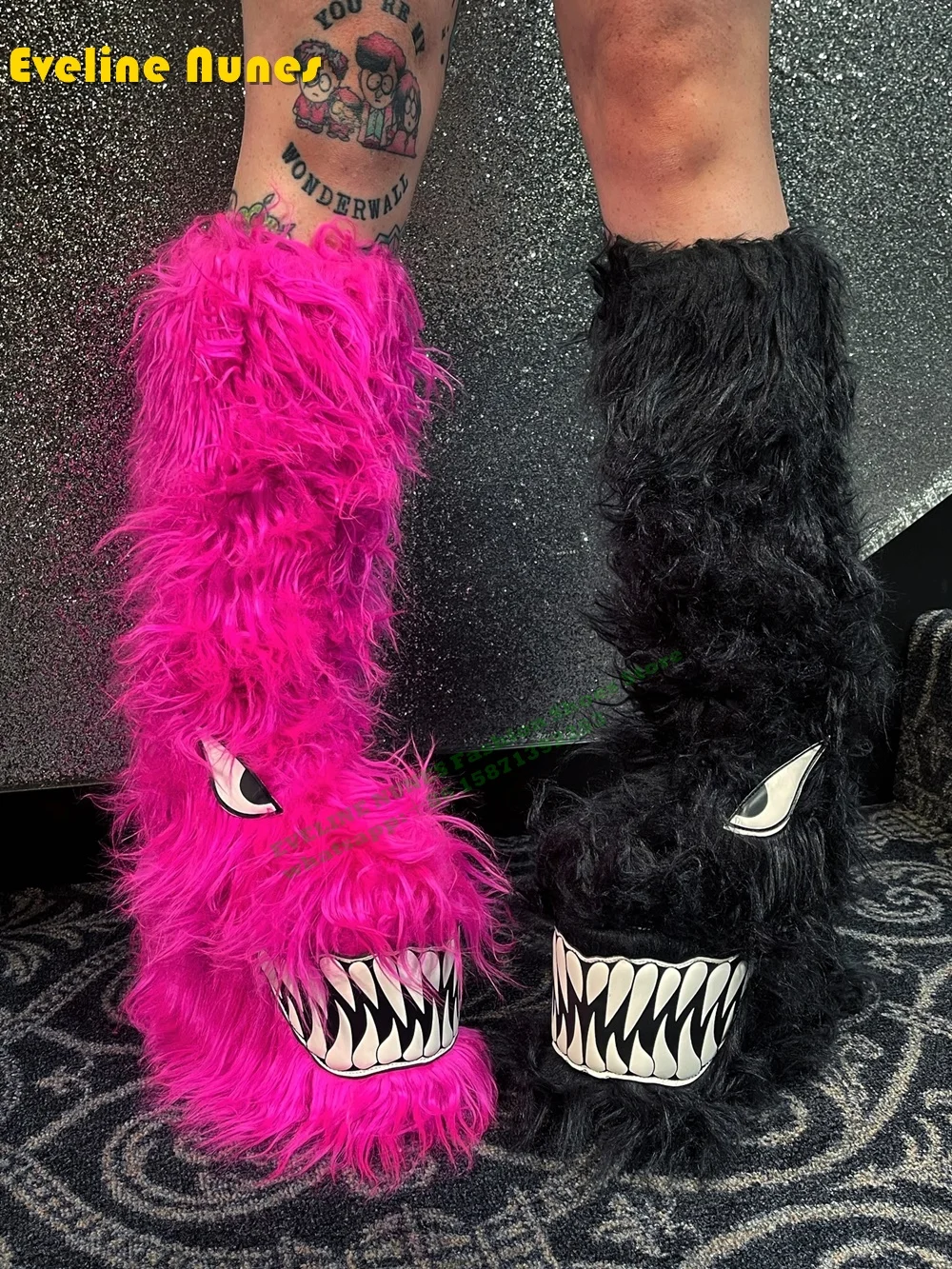 Черные нечеткие ботинки Boogie Monster новинка 2025 года стильные современные с круглым