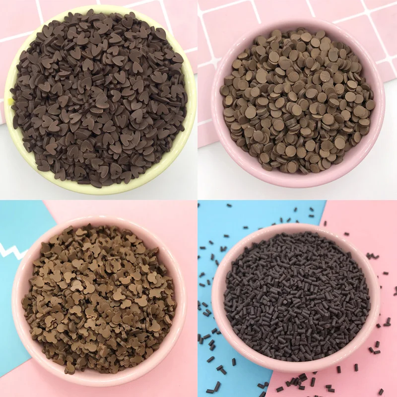 100g Coffee Color Heart Dot Cylindrical Polymer Hot Soft Clay Sprinkles for Slime DIY Crafts Tiny Cute Plastic Klei Accessories