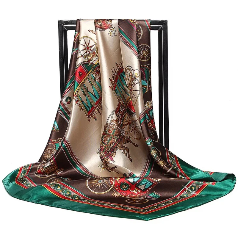 

Square Bandannas Popular Print Colour Shawls 2022 Four Seasons Kerchief Luxury 90X90CM Headcloth Fashion Sunscreen Silk Scarves