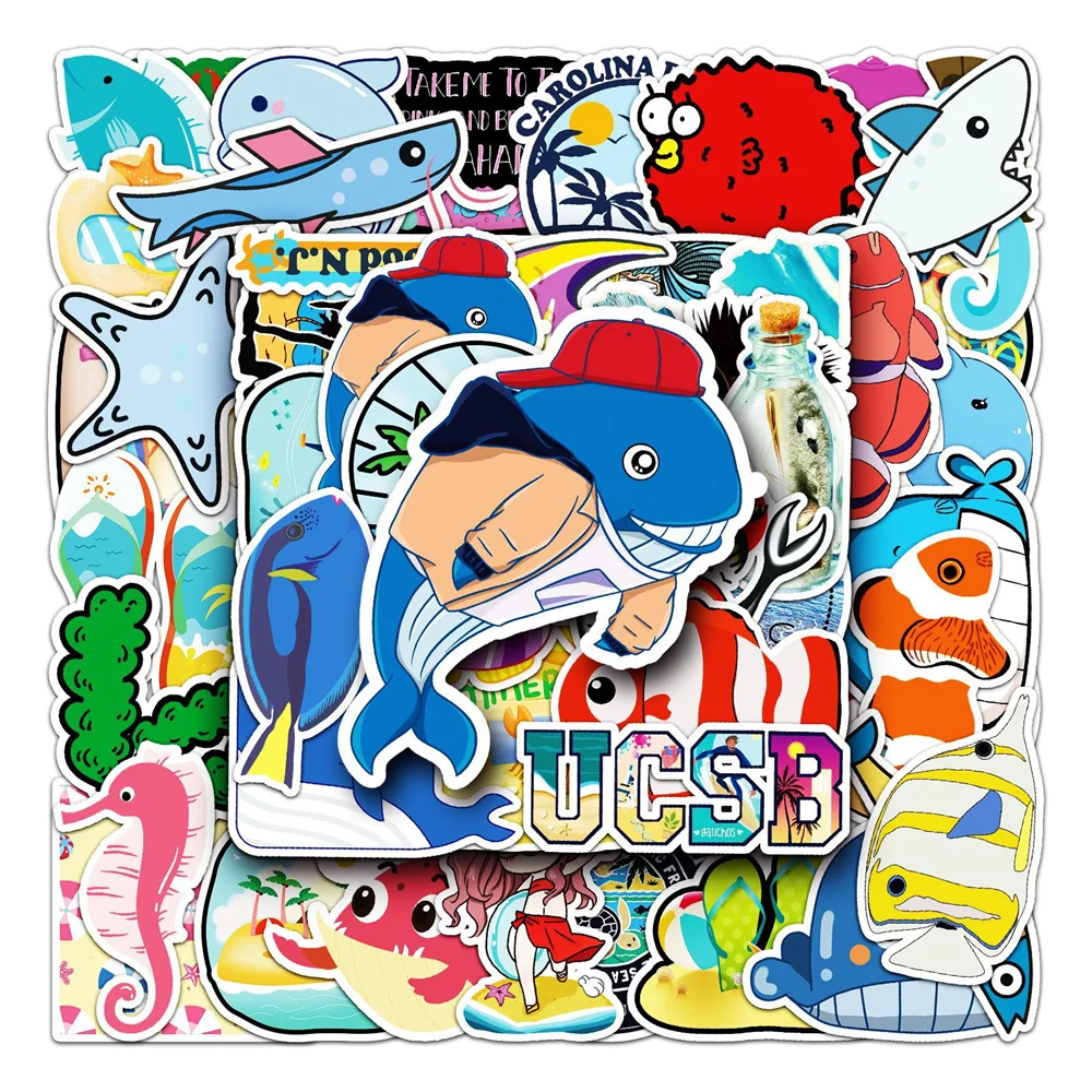 

10/30/50PCS New DIY Marine Animal Cartoon Personality Creative Computer Desk Car Chair Decoration Waterproof Sticker Wholesale