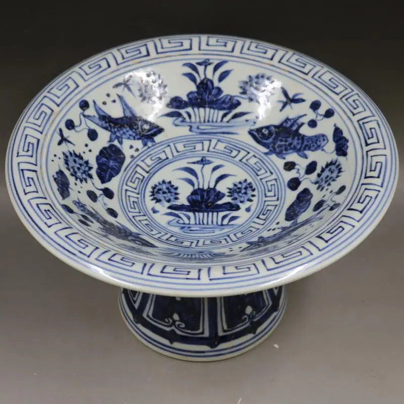 Фарфоровая тарелка под старину, тарелка с белой и синей рыбой, ручная резьба, украшение, коллекция и украшение, Фарфоровая тарелка под старину, тарелка с белой и синей рыбой, ручная резьба, украшение, коллекция и украшение,