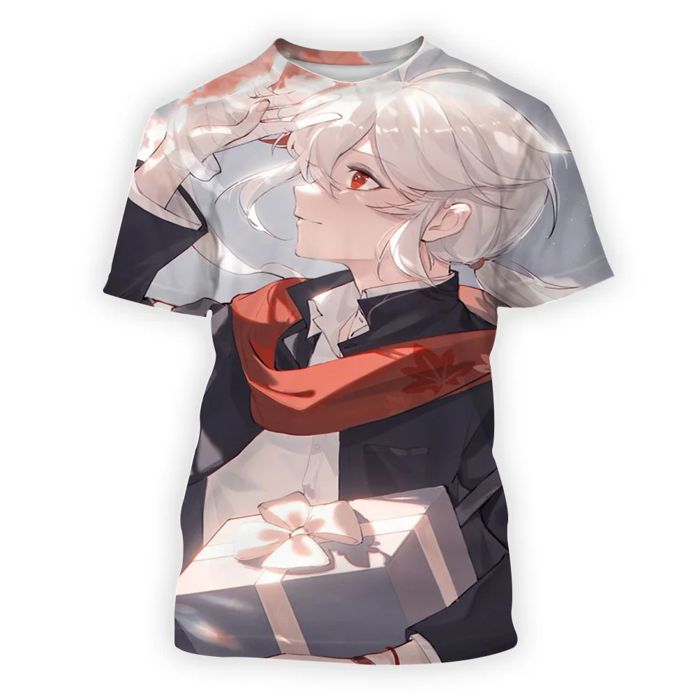 

Genshin Manyo silhouette Genjin 3D Men's Casual Short Sleeve Fashion Harajuku O-Neck T-shirt Streetwear Summer Tops Tees