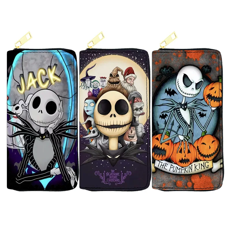 

Кошелек Disney Jack Skellington для детей, портативный бумажник с аниме фигурками, кредитницей и зажимом для денег, подарок на день рождения