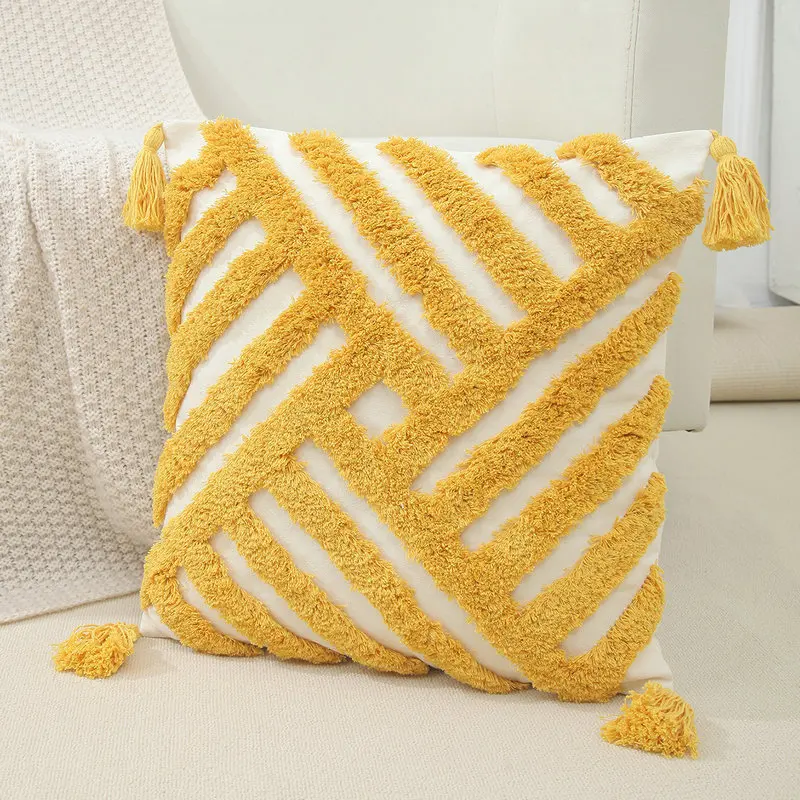 

Tufted Color Modern Minimalist Striped Sofa Pillow Cover Cotton Home Pillow Cover Dirt-resistant Cover Decorative Pillows