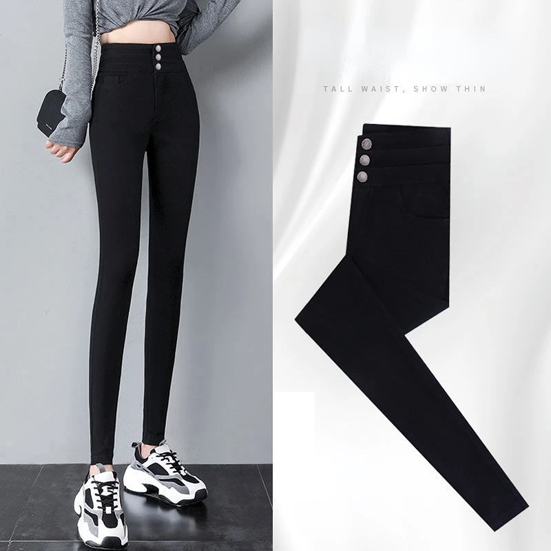 

Classic Woman Leggings Skinny Pencil Pants All-match Trousers Elasticity High Waist Leggings Female Casual Outerwear Pant C16