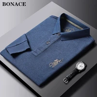 top quality 2022 new fashion brand polo shirt men 100cotton solid color casual long sleeve tops korean embroidery clothing