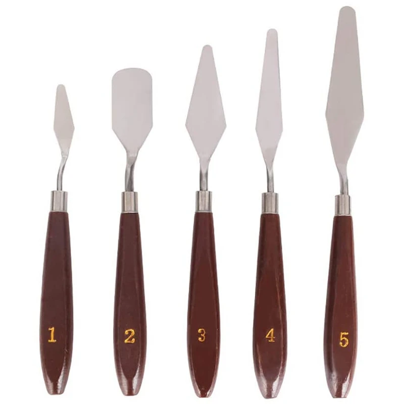 

5 Pieces Of Painting Knife Stainless Steel Scraper Palette Knife Art Accessories Suitable For Acrylic Painting