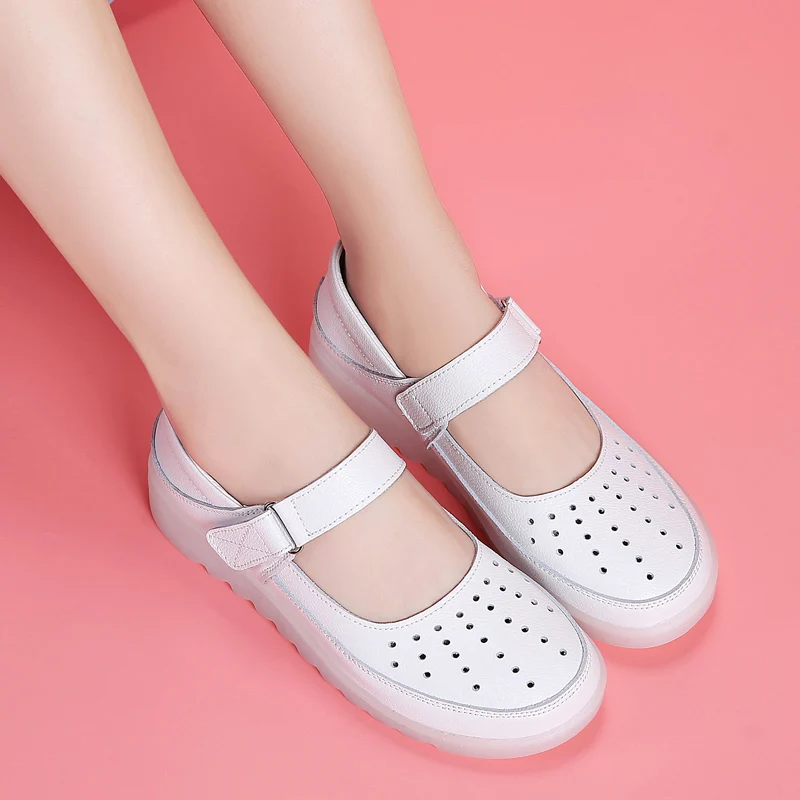 2023 Women Genuine Leather Flats White Loafers Designer Woman Ladies Casual Shoes Female Slip-on Boat Walking Shoes Moccasins