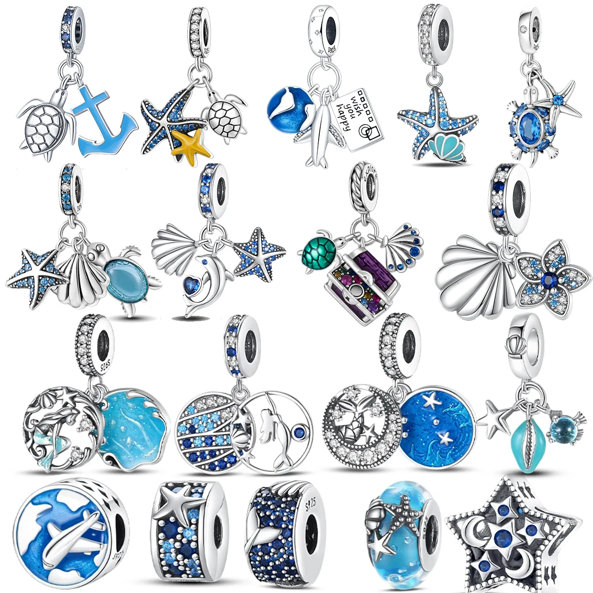 Подвеска в виде голубого дельфина русалки из серебра 925 пробы подвеска для