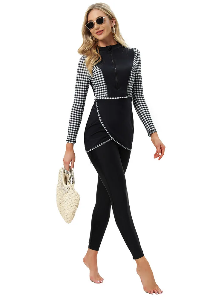 3 шт. мусульманские купальники женские скромные лоскутные хиджабы с длинными