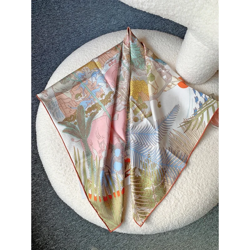 Шелковый шарф с принтом слона шелковый 100 от известного бренда чистый