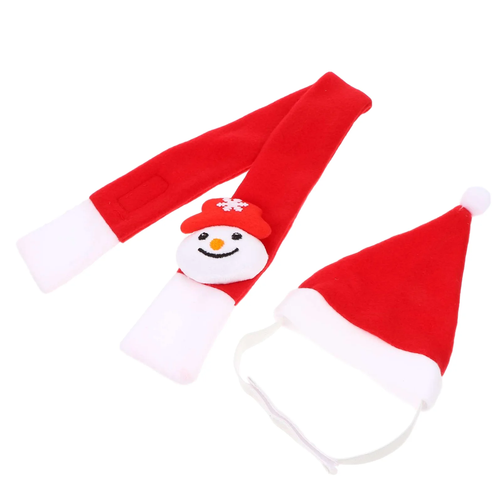 

2pcs/set Christmas Pet Hat With Scarf Pet Christmas Collar With Headwear
