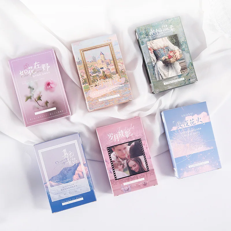 

27piece/box Mini Landscape Card Small Floral Fireworks Cloud Movie Character Card for DIY Decroate Scrapbook Notepad Journal