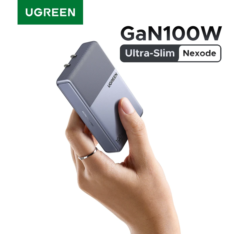 Фото 【Ультратонкое зарядное устройство с американской вилкой】UGREEN Nexode Air 100W 65W GaN зарядное устройство PD3.0 QC4.0 PPS для Macbook Pro, ноутбуков, iPhone 17, 16, Samsung S26, iPad №1