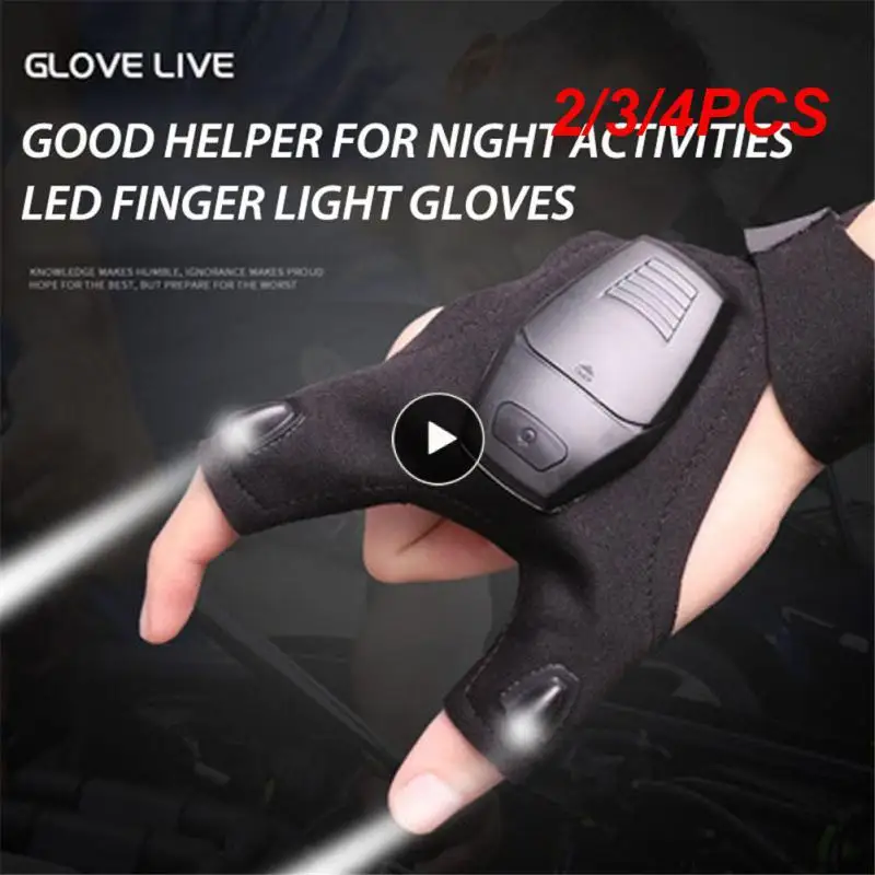 

2/3/4PCS High Elasticity Led Flashlight Torch Multifunctional Fingerless Gloves Durable Glove Lamp For Fishing Camping Hiking