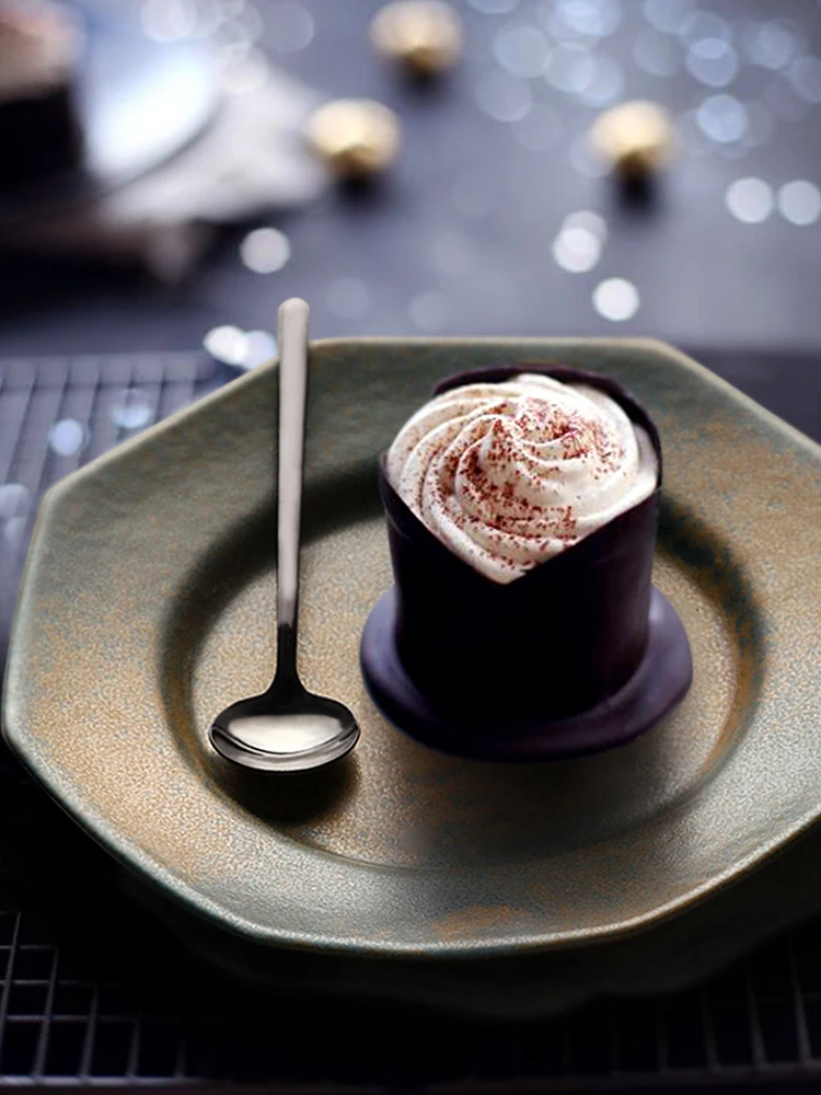 Керамическая обеденная тарелка ручной работы креативная многосторонняя для