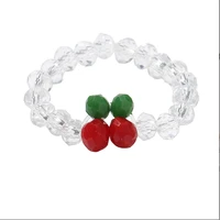 simple cute cherry ring transparent bead rings minimalist elastic ring for women adjustable jewelry party gift