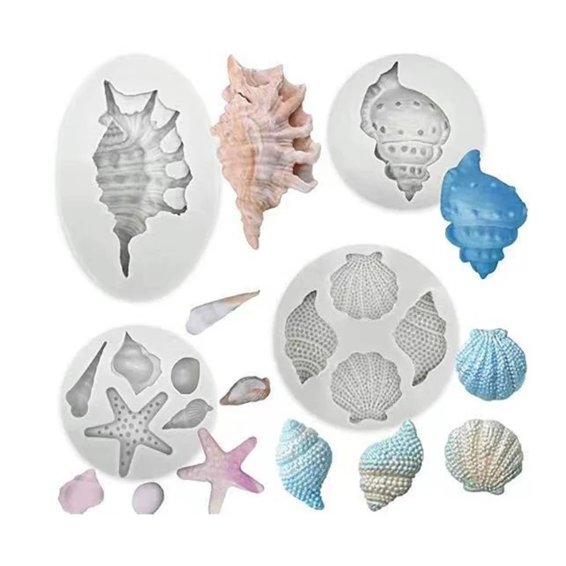 

DIY Marine Animals Pendant Epoxy Resin Mold Sea Shell Seahorse Starfish Conch Chocolate Silicone Mold Fondant Cake Decor Tools