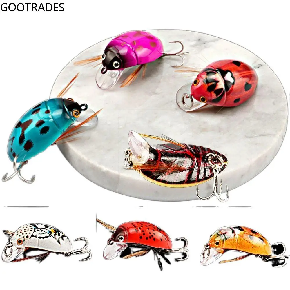 

1PC Artificial Ladybug Fishing Bait 3.8cm/4.1g Cicada Beetle Insect Wobblers Fishing Lures Topwater For Bass Carp Fishing Tackle