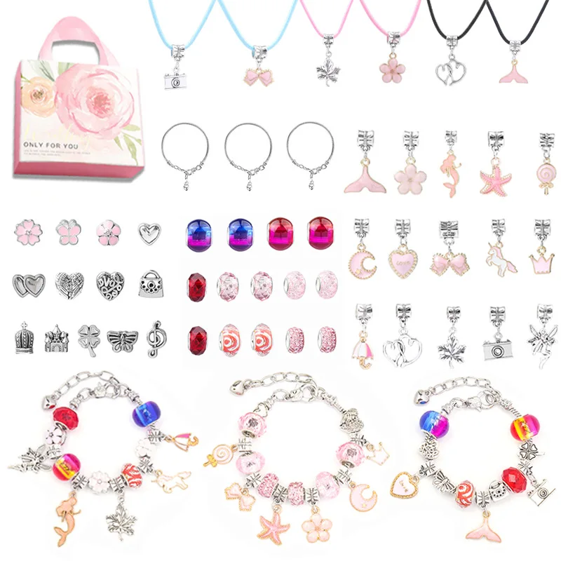 

Designer Chrams Colorful Bracelet Crystal Children Cartoon DIY Creative Pink Love Bracelet Set Gift