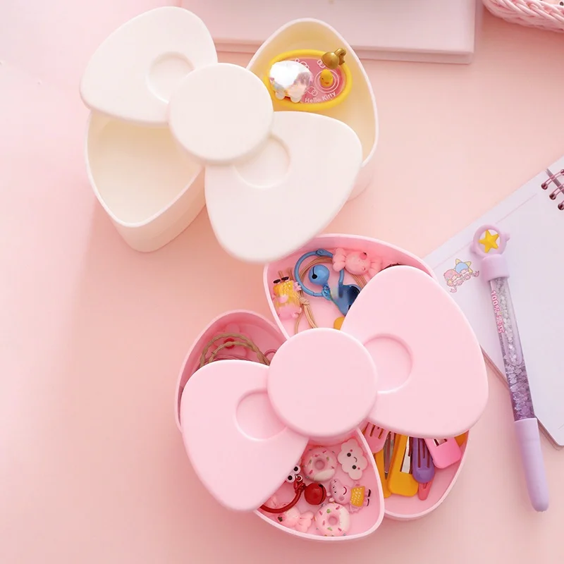 

Desktop Rotatable Earring Storage Box Makeup Necklace Creative Home Decorative Small Container Kawaii Storage Box Jewellery Case
