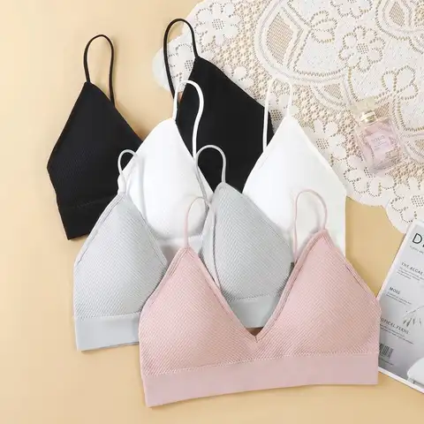 Triangle Shockproof Bralette Female Fitness Bra Elastic Cup Seamless Beauty Back Push Underwear Women Deep Up Neck Thicken