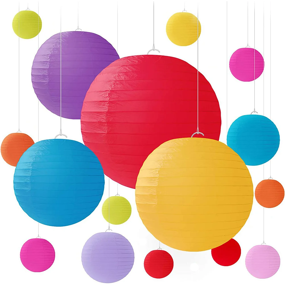 

16 Pcs Lantern Japanese Paper Lanterns Japandi Decor Hanging Festival Decorations Wedding Kids Kits Baby Showers