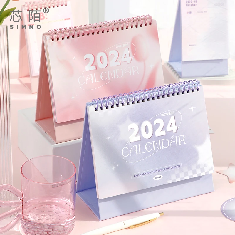 

Оптовая продажа, спиральный ежедневный календарь 2024, планировщик расписаний, настольный календарь с дисперсным стилем