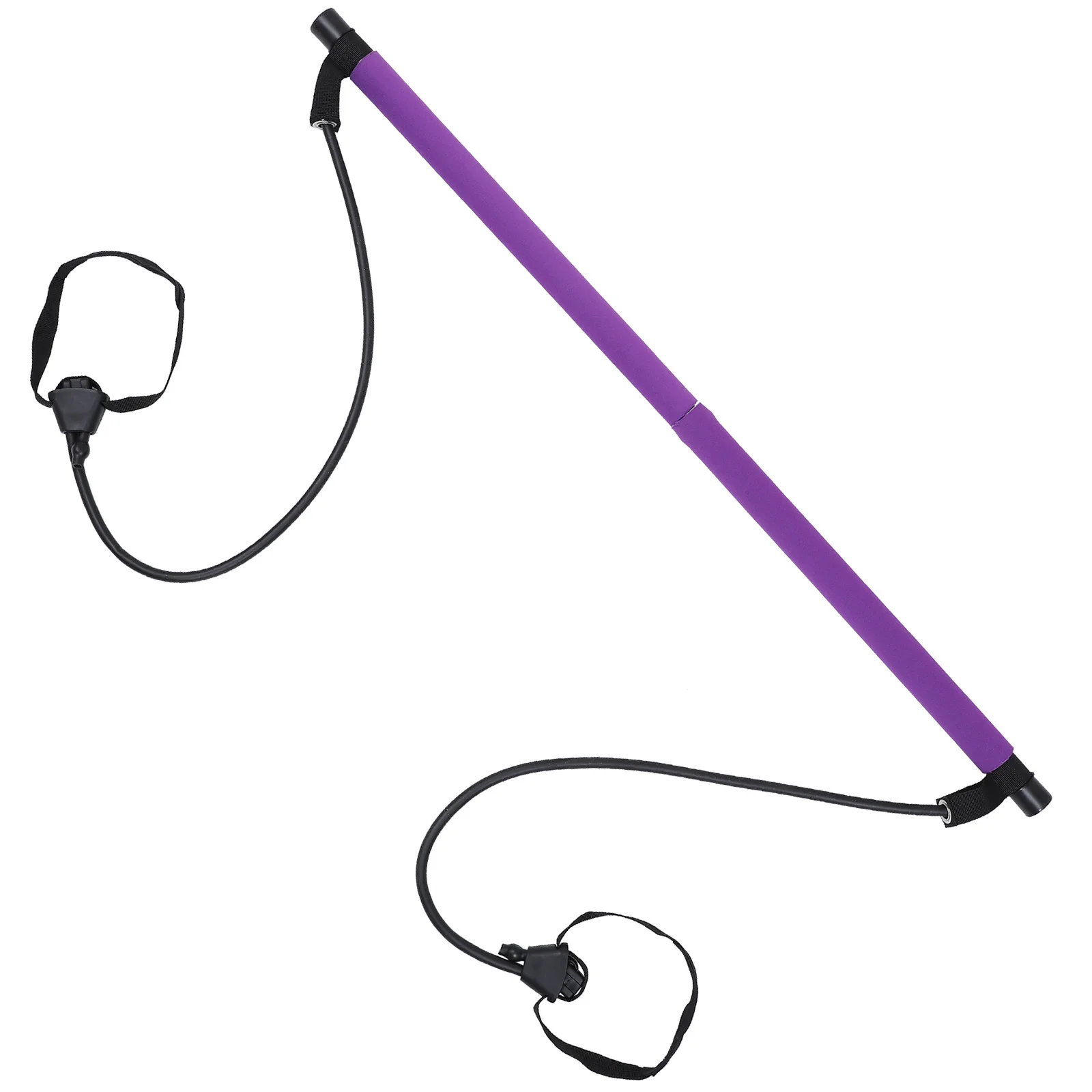 

Yoga Bar with Adjustable Resistance Bands Compact Pilates Fitness Stick (Purple)