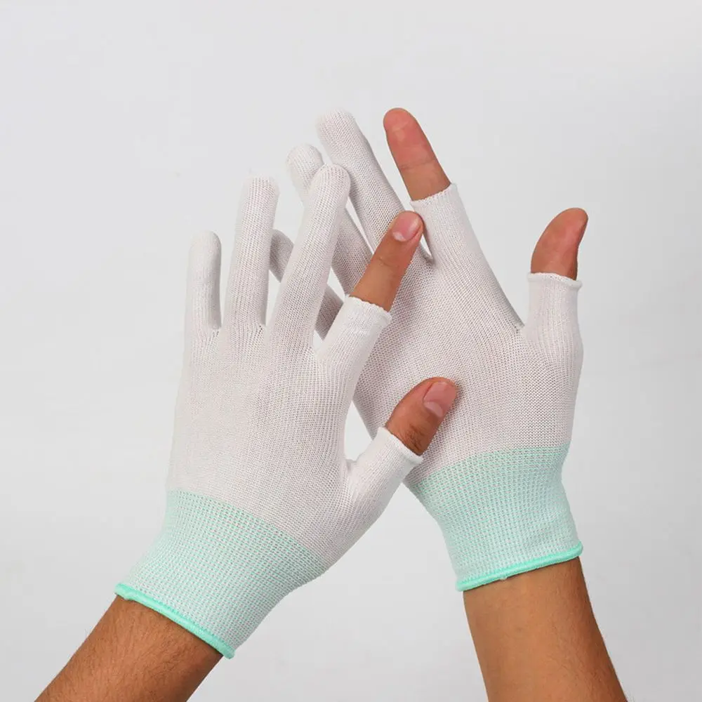

Show Three Fingers Sun Protection Solid Color Men Nylon Gloves Anti-skid Mittens Touch Screen Gloves Show Two Fingers