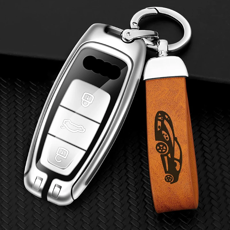 

Zinc Alloy Leather Car Key Case Cover Shell Bag Keychain for Audi A3 A6 A7 A8 Q7 S6 S7 S8 Q5 E-tron RS 6 7 Q8 C8 D5 Accessories