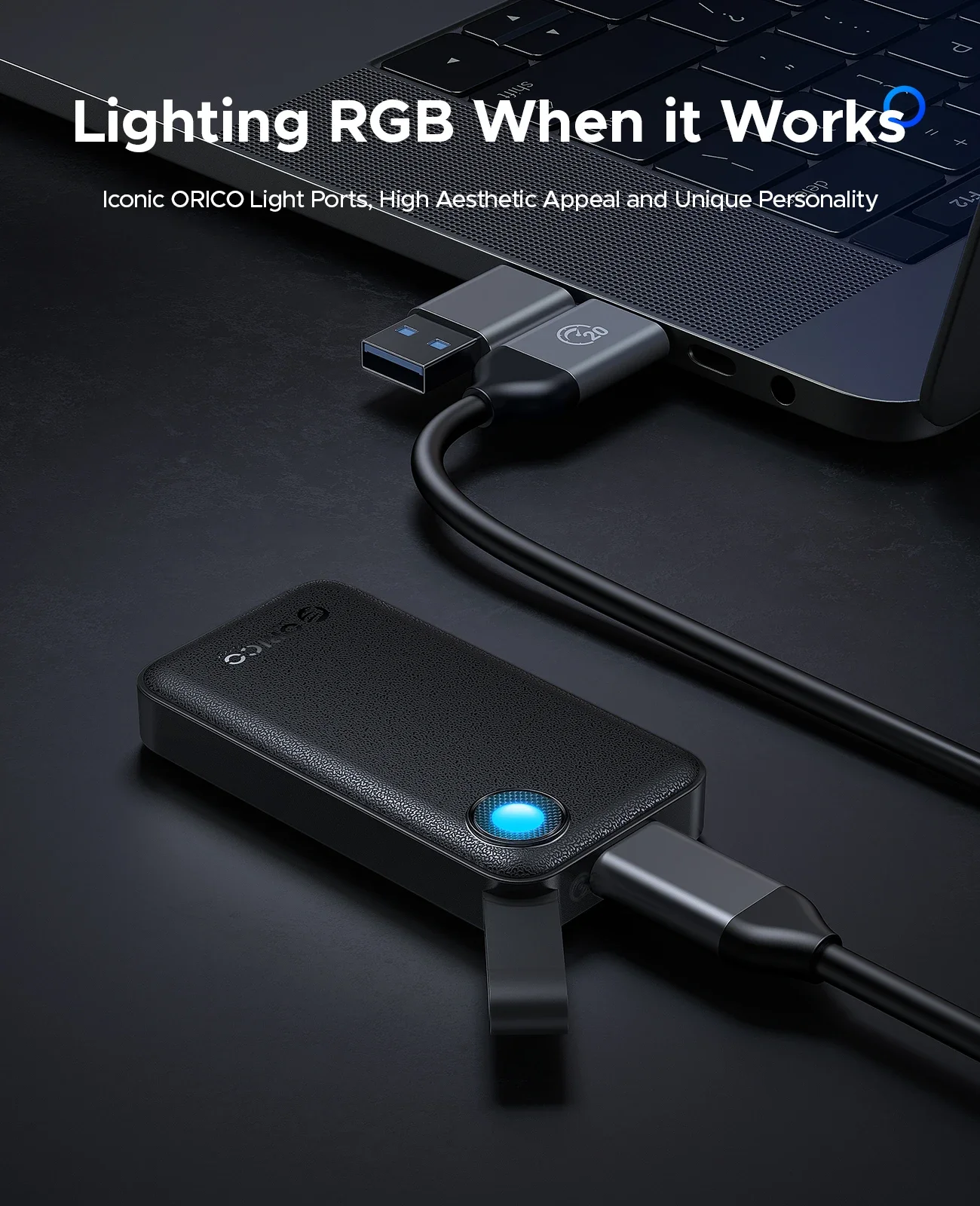 Фото Портативный твердотельный накопитель ORICO 2 ТБ до 2000 МБ/с USB 3.2 Gen 2x2 Ultra-Mini Compact с кабелем USB C 2 в 1, внешний твердотельный накопитель №5