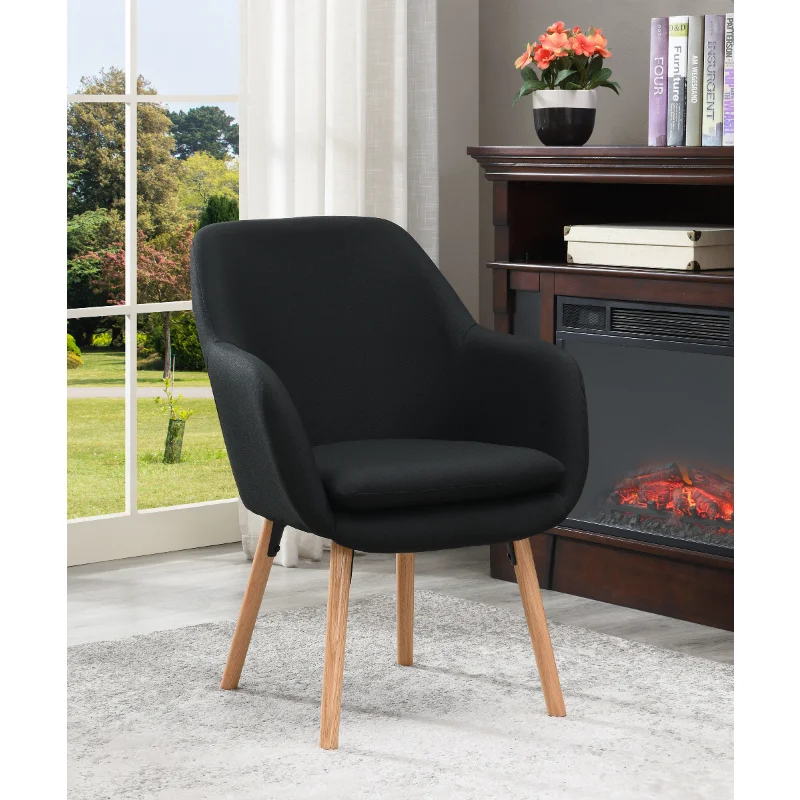 

Convenience Concepts Take a Seat Charlotte Wingback Accent Chair, Black Linen accent chairs for living room bedroom chair
