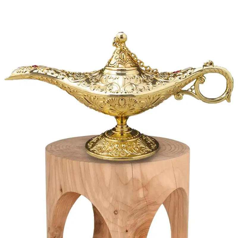 

Classic Luxury Aladdin Magic Lantern Lamp Golden GenieOf The Lamp Pot Alloy Table Decoration Gift And Present Decorative Gifts