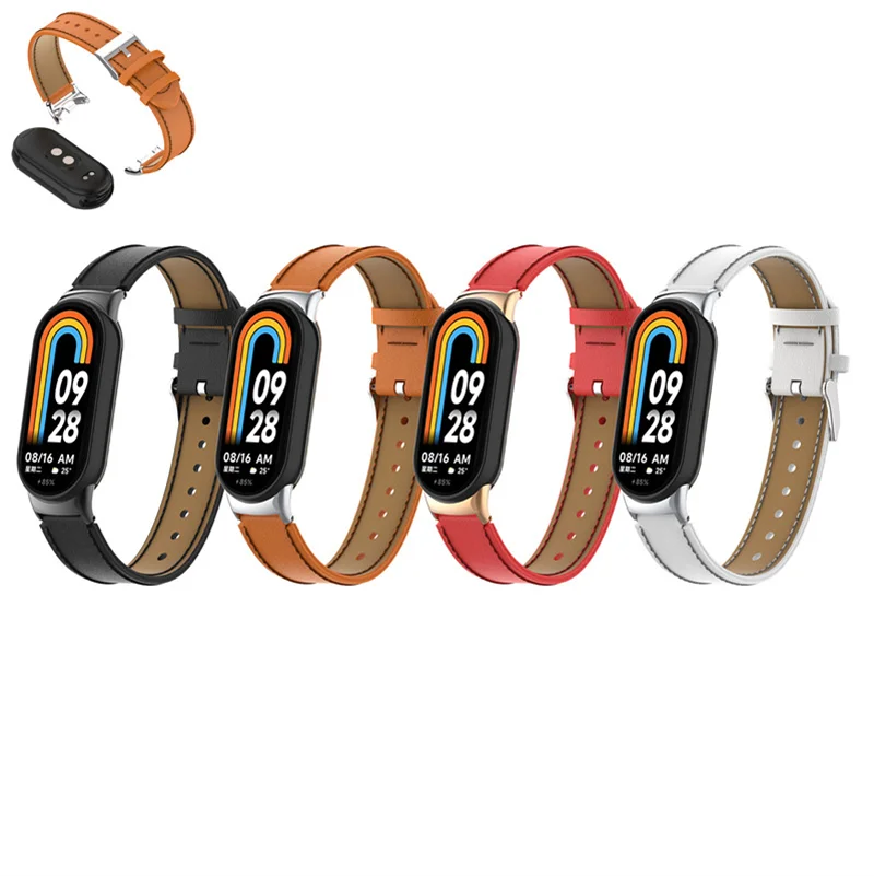 

Кожаный ремешок для наручных часов Xiaomi Band 8, мужской и женский браслет для xiaomi Mi Band 8, аксессуары для умных часов, модные аксессуары