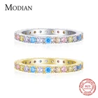 Modian Настоящее серебро 925 пробы Радужное искусственное изысканное классическое кольцо на палец для женщин Свадебные обручальные ювелирные изделия
