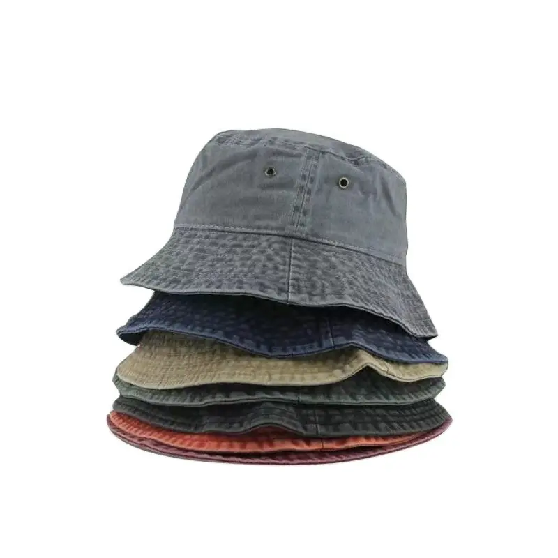 Fashion Women Men Washed Denim Solid Vintag Bucket Hats Lady Male Spring Summer Autumn Panama Fisherman Cap Hat For Women Men