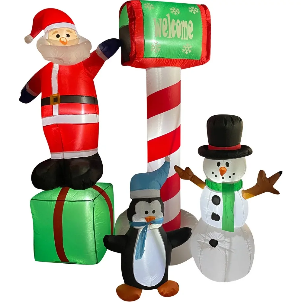

Предварительно подсвеченный приветственный почтовый ящик с Сантой, снеговиком, пингвином, надувной Рождественский двор, 72 дюйма, бесплатная доставка, украшение на улице
