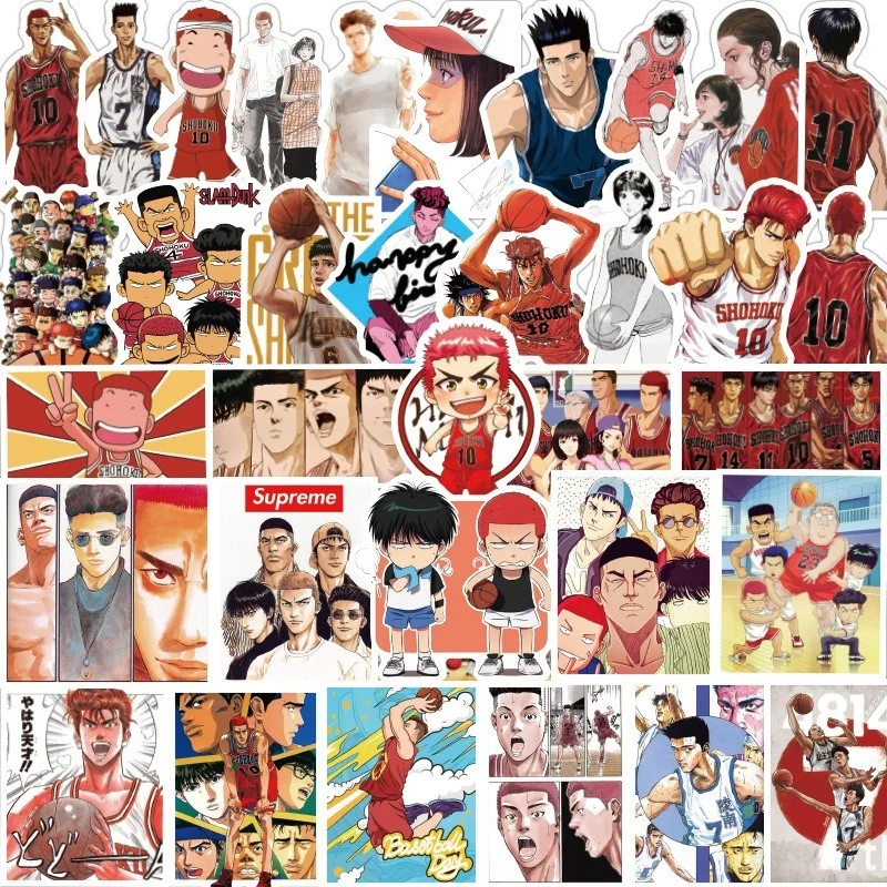

Классические аниме наклейки SLAM DUNK, 10/25/50 шт., для холодильника, автомобиля, скейтборда, гитары, ноутбука, телефона, чемодана