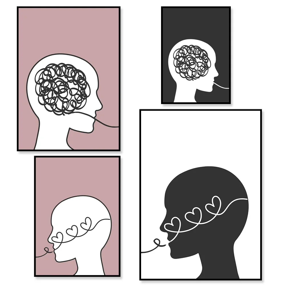 Принт психического здоровья цитаты головы говорящая голова медитация хорошая