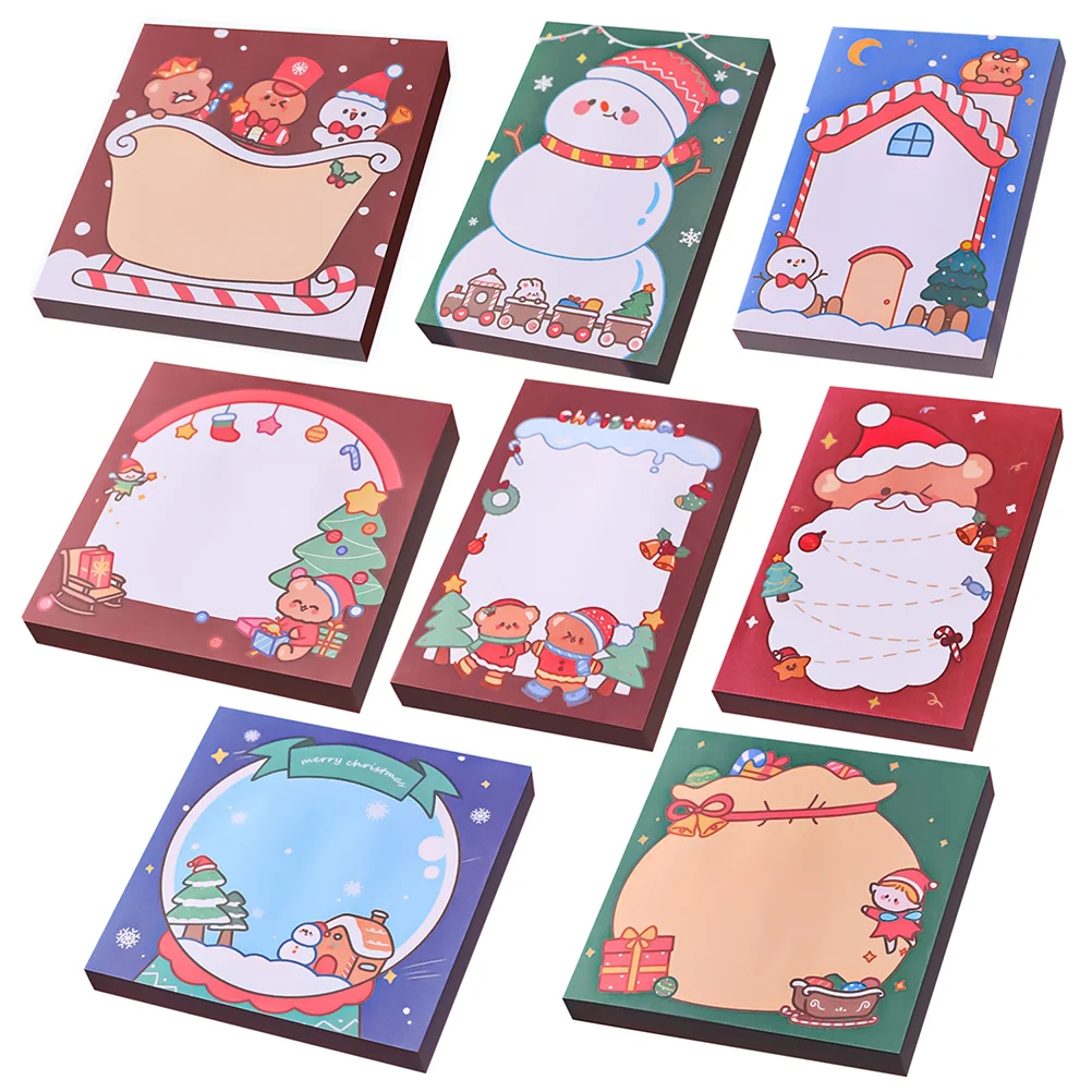 

8 Pcs Pocket Notebook Christmas Sticky Notes Household Memo Pad Compact Greeting Card Office Travel